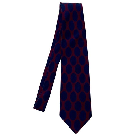 Vintage MALLARDS Mens Silk Necktie 57"Lx 3"W Blue Burgundy Made In Italy… - Picture 2 of 4